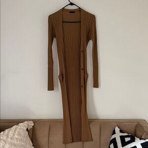 ATM  Elegant Brown Long Cardigan with detachable belt